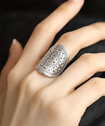 Übergroße ausgehöhlte Ringe aus Sterlingsilber aus Seide TX019