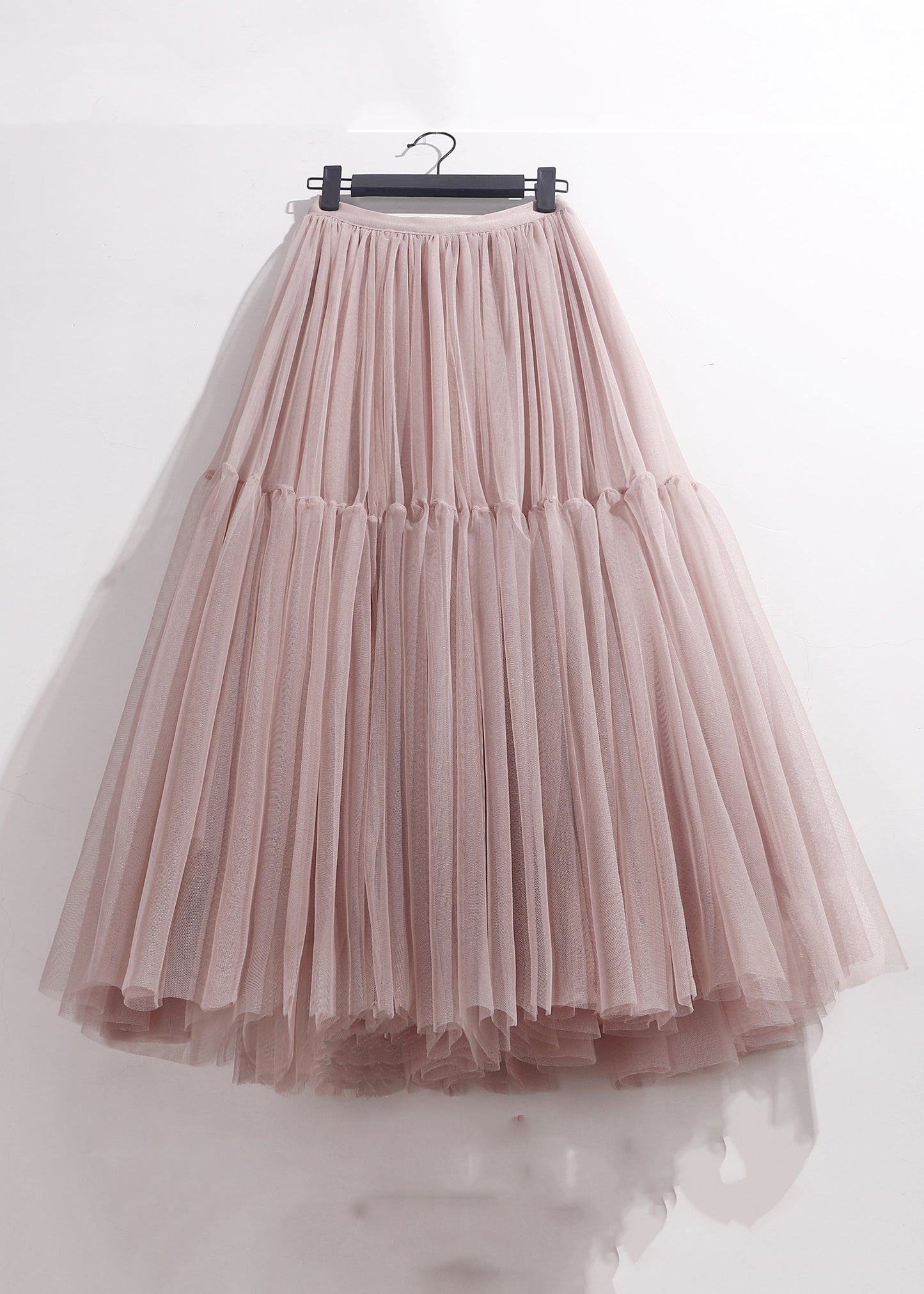 Pink Patchwork Loose Tulle Pleated Skirt High Waist Summer Ada Fashion