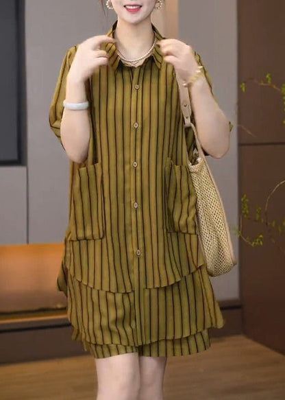 Plus Sets Size Summer Women Pieces Striped Asymmetrical 2