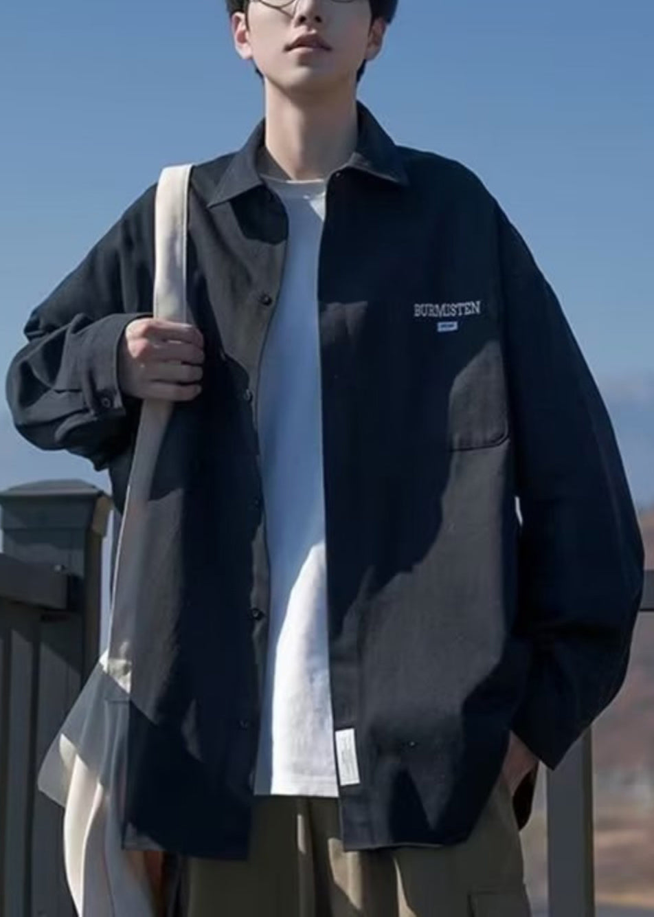 Manteaux à poches fines en coton grande taille, col Pan noir Peter pour homme