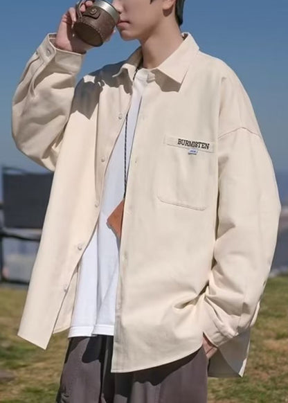 Manteaux à poches fines en coton grande taille, col Pan noir Peter pour homme