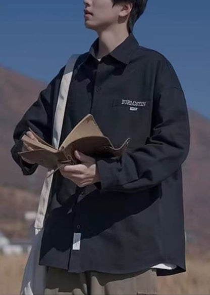 Manteaux à poches fines en coton grande taille, col Pan noir Peter pour homme