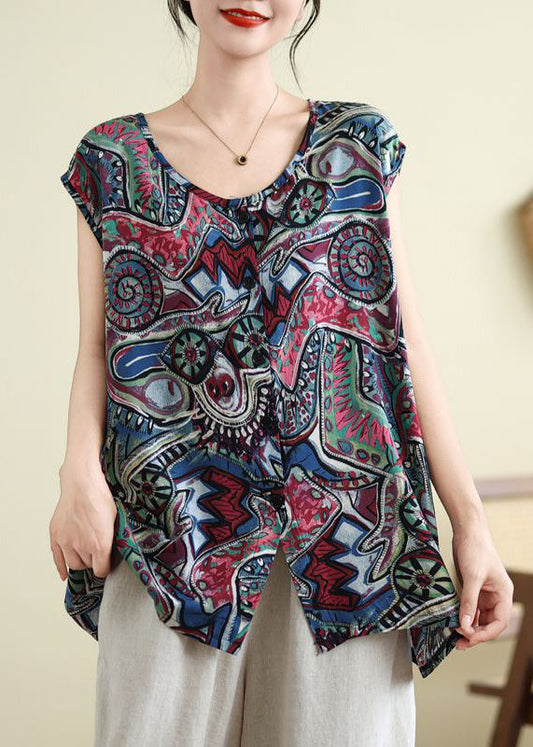 Casual Tops Plus Blau Print Größe Sommer