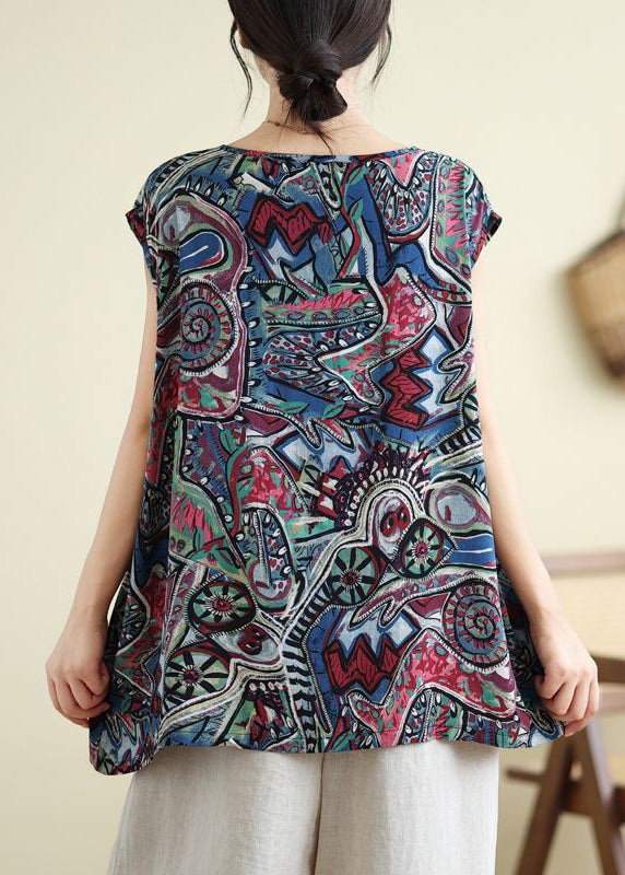 Casual Tops Plus Blau Print Größe Sommer