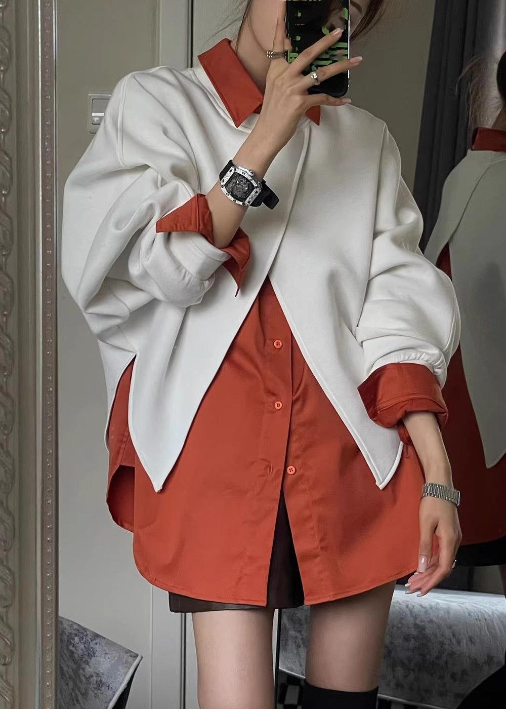 Kragen Peter Shirts Größe Plus und Stück Sweatshirt Kaffee Zwei Pfanne