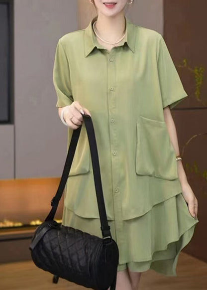 Ensemble deux pièces surdimensionné vert d'été en patchwork de fruits grande taille