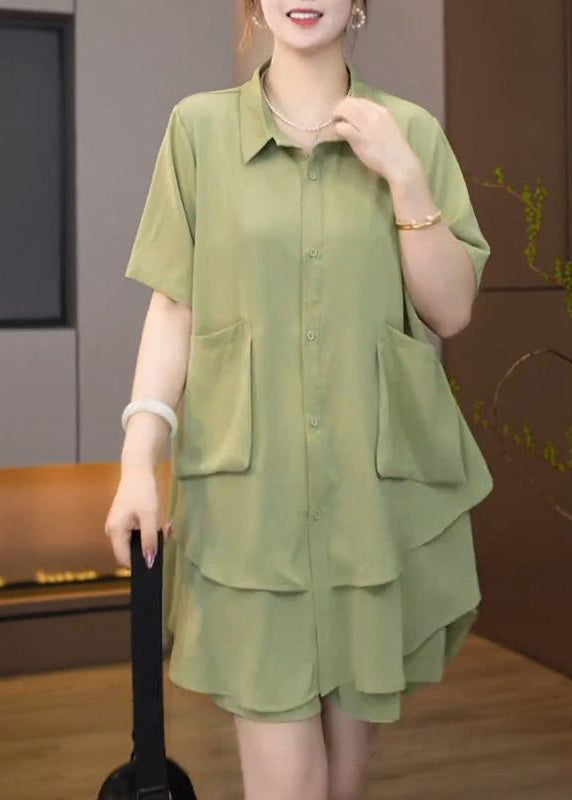 Ensemble deux pièces surdimensionné vert d'été en patchwork de fruits grande taille