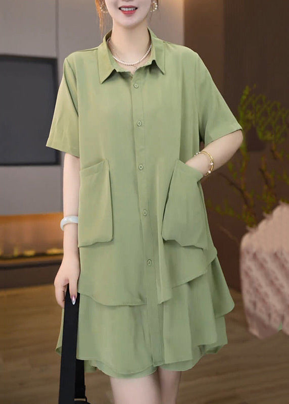 Ensemble deux pièces surdimensionné vert d'été en patchwork de fruits grande taille