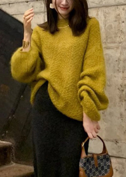 Pull en tricot de coton à col rond et motif roux grande taille, printemps TO027