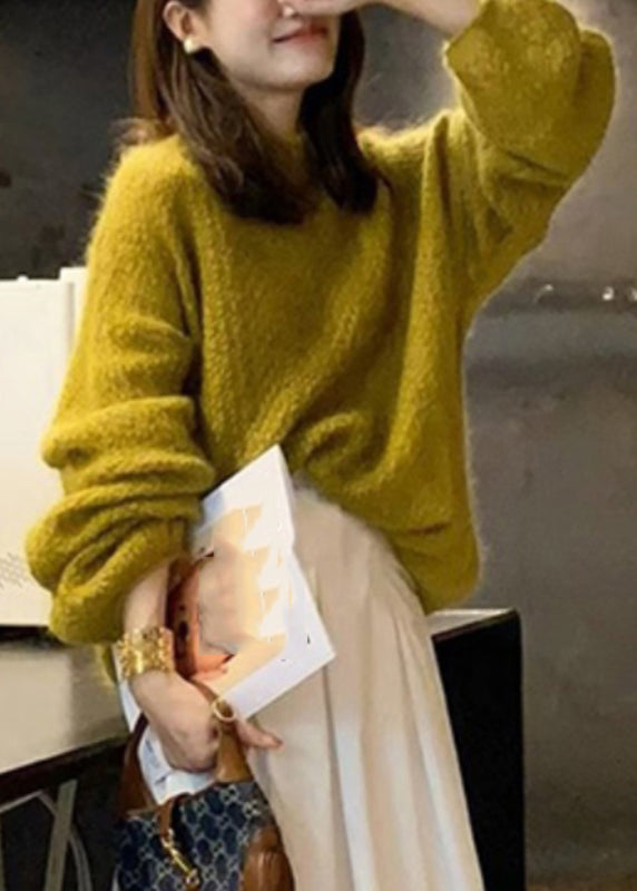 Pull en tricot de coton à col rond et motif roux grande taille, printemps TO027