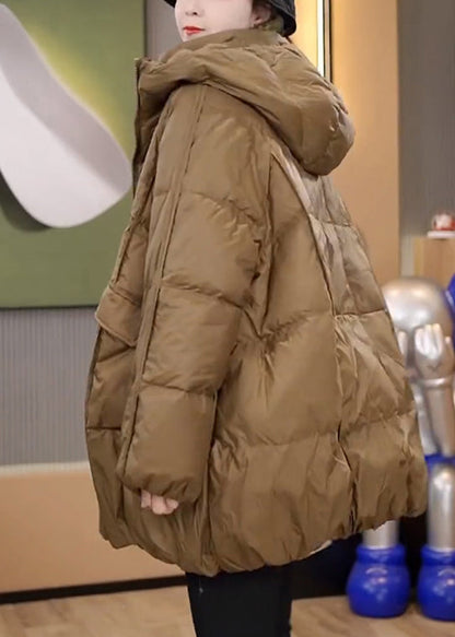 Übergröße Grün Entendaunen Parkas mit Kapuze und Taschen Winter TD044