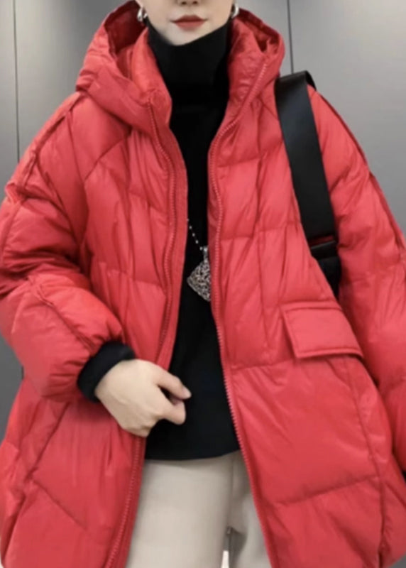 Übergröße Grün Entendaunen Parkas mit Kapuze und Taschen Winter TD044