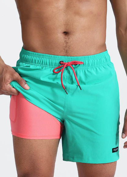 Shorts Plus Kordelzug Reißverschluss Baumwolle Sommer Herren Grün Größe