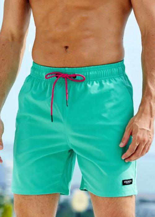 Shorts Plus Kordelzug Reißverschluss Baumwolle Sommer Herren Grün Größe