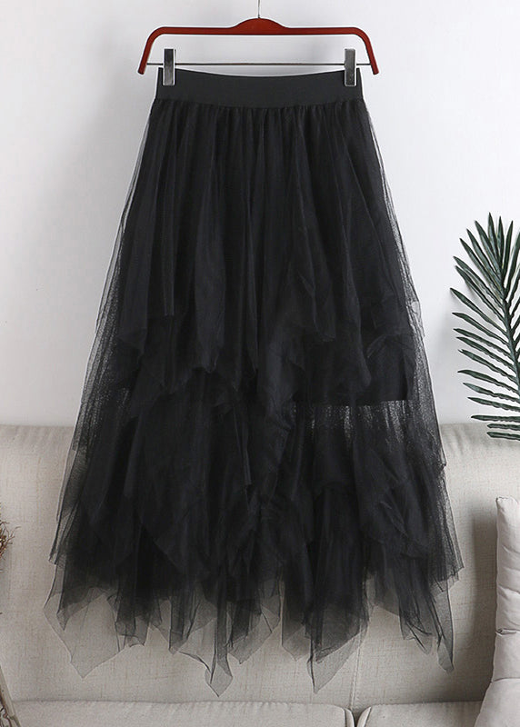 Plus Size Grey Asymmetrical Design Tulle Skirt Summer QQ1037