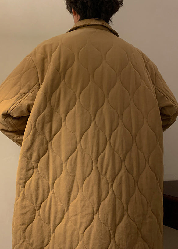 Parka d'hiver kaki grande taille avec poches boutonnées et couleur unie pour homme RJ007