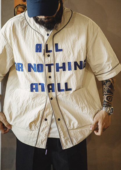 Chemises en coton kaki à poches et boutons pour hommes, grande taille, demi-manches