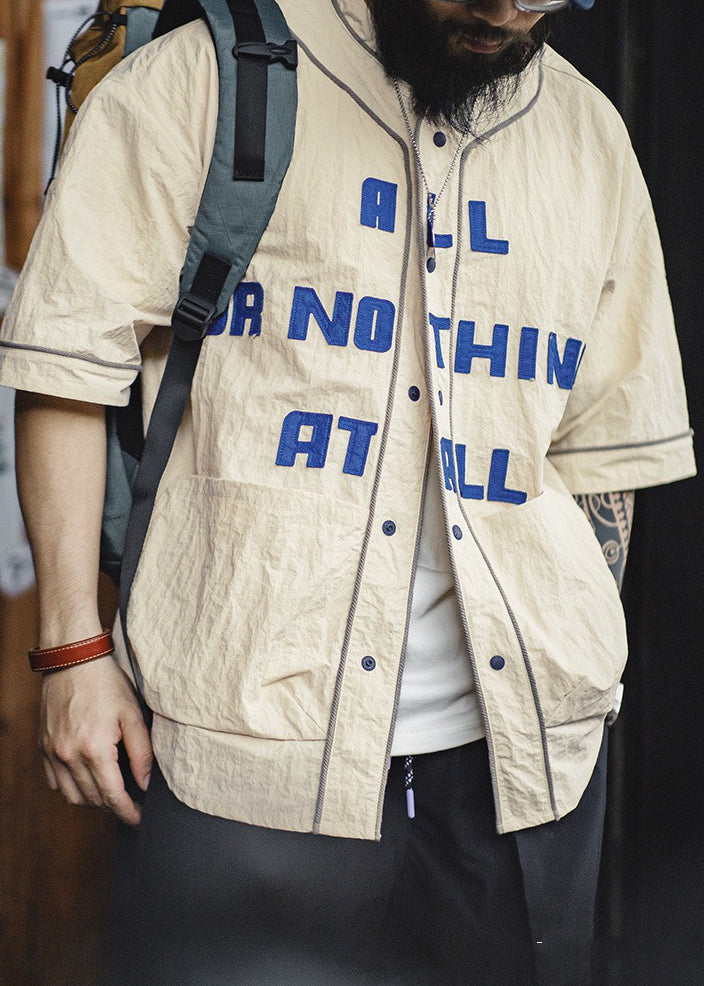 Chemises en coton kaki à poches et boutons pour hommes, grande taille, demi-manches