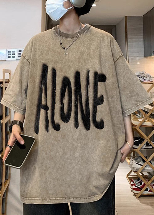 Hemd Größe Halbe Männer ZU Drucken Hals Ärmel Plus Baumwolle Khaki