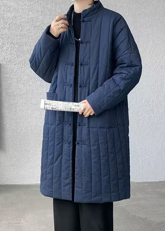 Plus Size Navy Chinesische Knopftaschen Herren Parka Winter RJ013