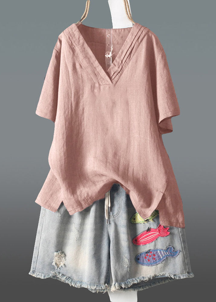 Linen Size Neck Tank V Wrinkled Navy Plus Summer