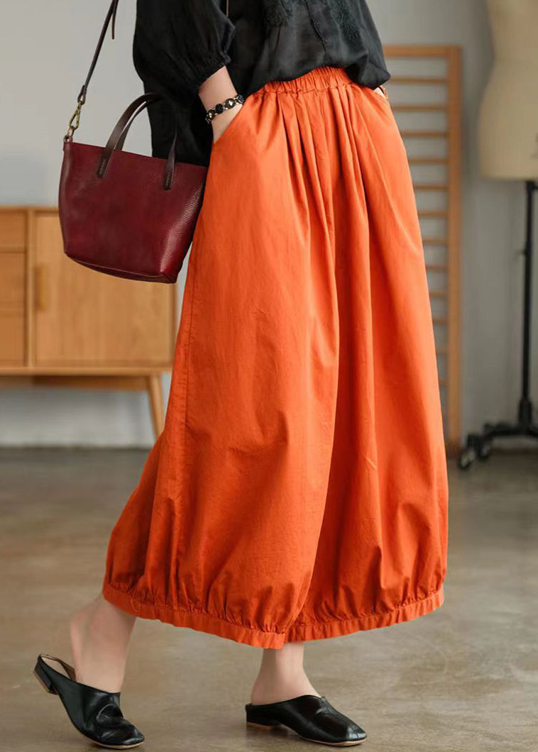 Plus Size Orange Taschen Baumwolle Laterne Hose Sommer BV071