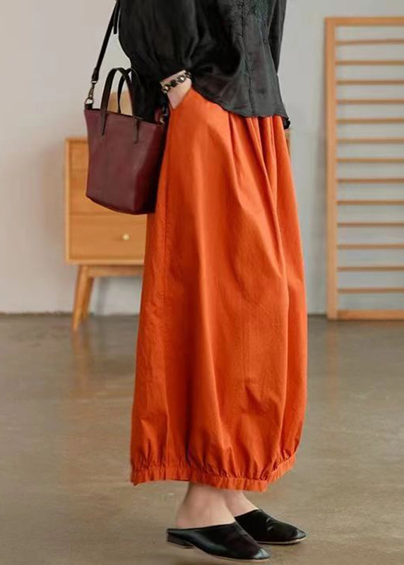 Plus Size Orange Taschen Baumwolle Laterne Hose Sommer BV071