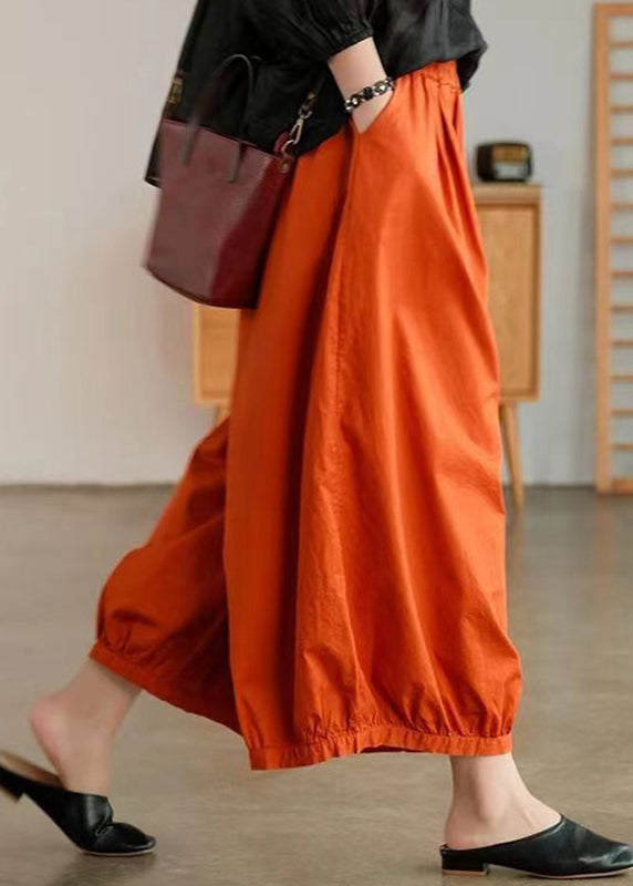 Plus Size Orange Taschen Baumwolle Laterne Hose Sommer BV071