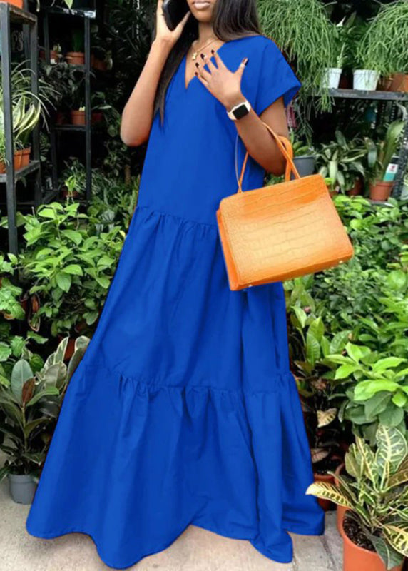 Kleid V Plus Lang Orange Sommer Patchwork Größe Hals