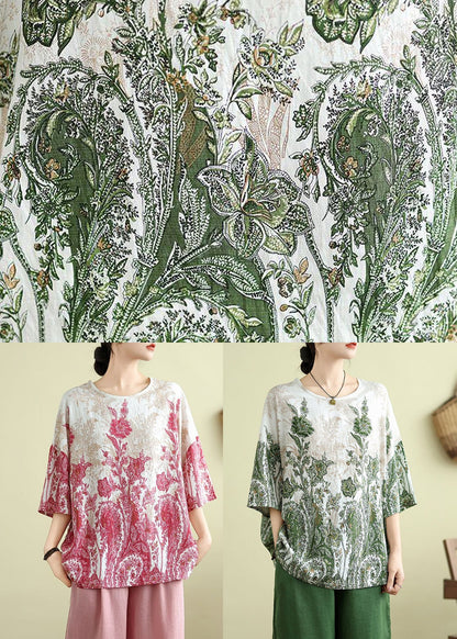 Size Plus Print Top Rosa Halbarm