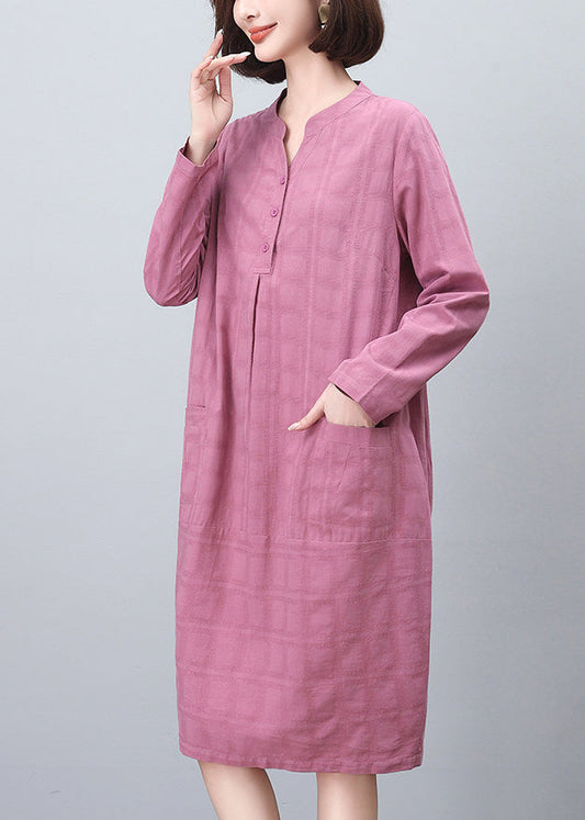 Größe Frühling Baumwolle Plus Lila Tag Jacquard Kleider