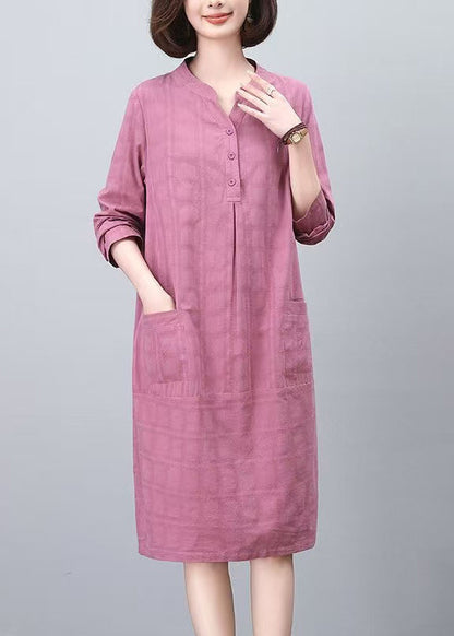Größe Frühling Baumwolle Plus Lila Tag Jacquard Kleider