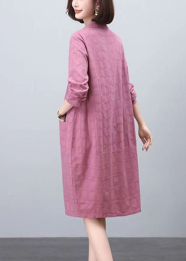Größe Frühling Baumwolle Plus Lila Tag Jacquard Kleider