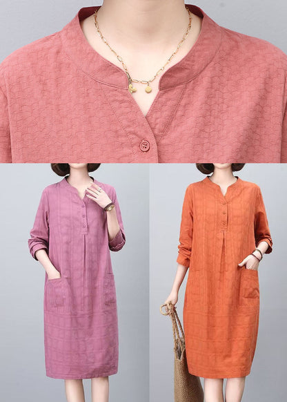 Größe Frühling Baumwolle Plus Lila Tag Jacquard Kleider
