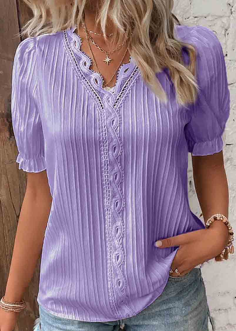 Hollow Summer Out Plus Solid Spandex Color Shirts Size