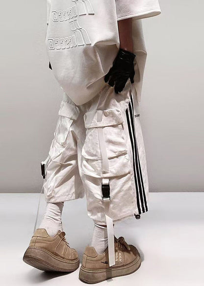 Größe Shorts Plus Taschen Weiß Baumwolle Männer Sommer