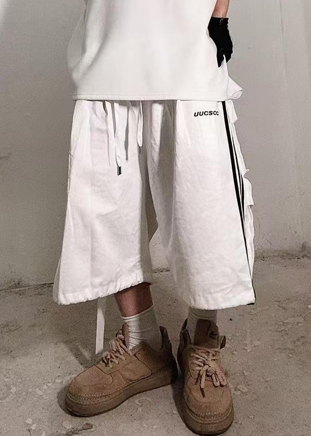 Größe Shorts Plus Taschen Weiß Baumwolle Männer Sommer