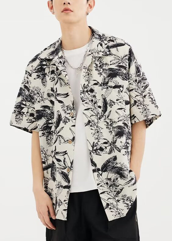 Button Print Men Shirts Design Original Summer Cotton