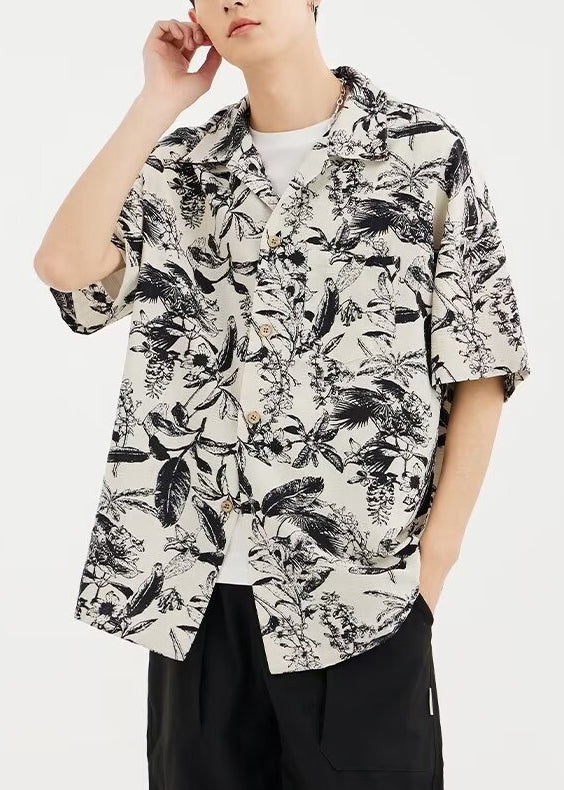 Button Print Men Shirts Design Original Summer Cotton