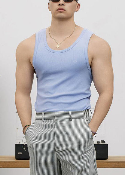 Neck O Herren Baumwolle Slim Lila Tank Fit Solid Ärmellos