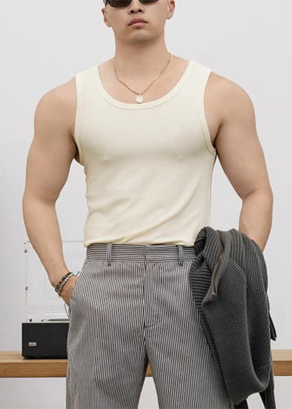 Neck O Herren Baumwolle Slim Lila Tank Fit Solid Ärmellos