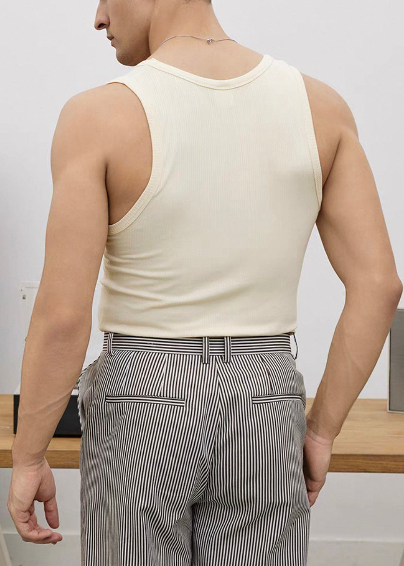 Neck O Herren Baumwolle Slim Lila Tank Fit Solid Ärmellos