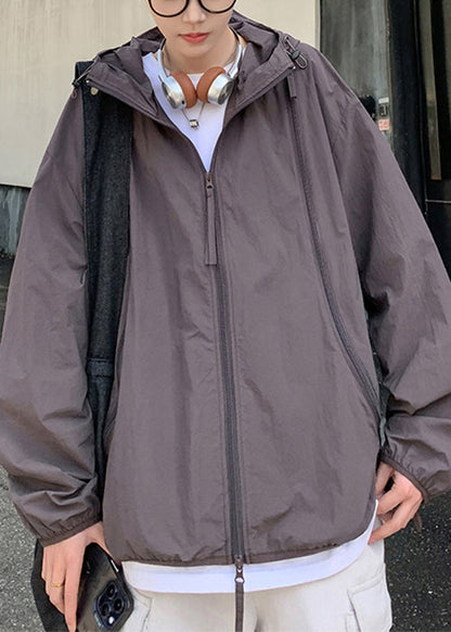 Übergroßer Kapuzenmantel mit Reißverschluss und UPF 50+, Lila, Herren