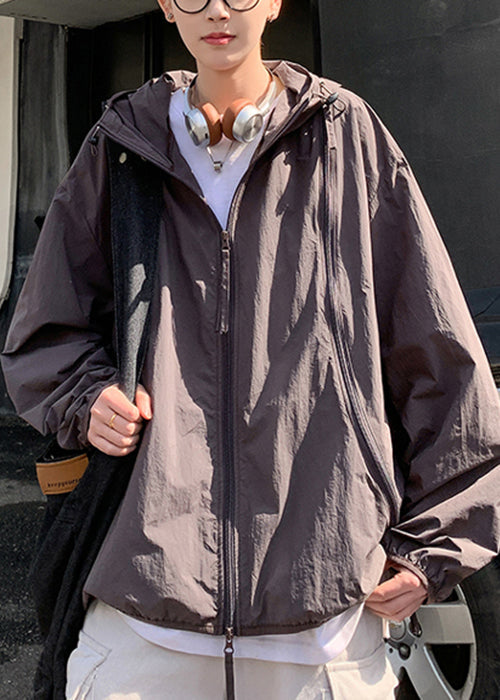 Übergroßer Kapuzenmantel mit Reißverschluss und UPF 50+, Lila, Herren