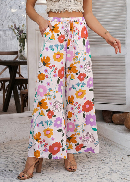 Robe de vacances à imprimé arc-en-ciel avec nœud à la taille et pantalon