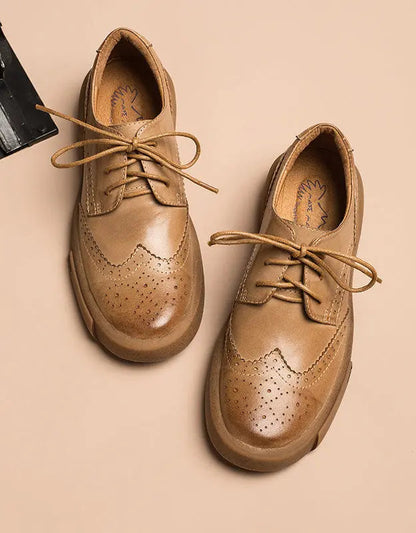 Real Leather Casual Brogue Style Oxford Shoes Women Ada Fashion