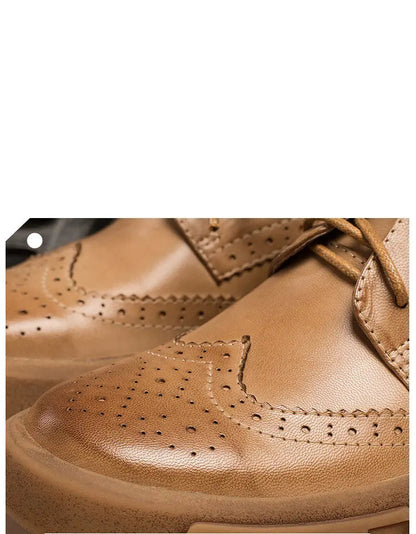 Real Leather Casual Brogue Style Oxford Shoes Women Ada Fashion