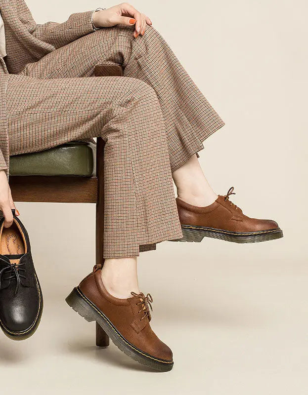Real Leather Vintage Brogue Shoes for Women Ada Fashion