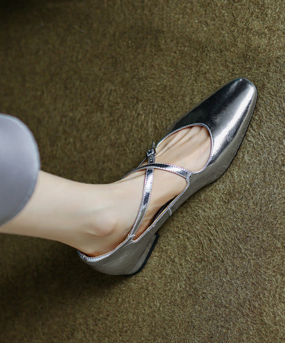 Cross Feet Rindsleder Riemen Flache Leder Rot Splicing Chic Schuhe