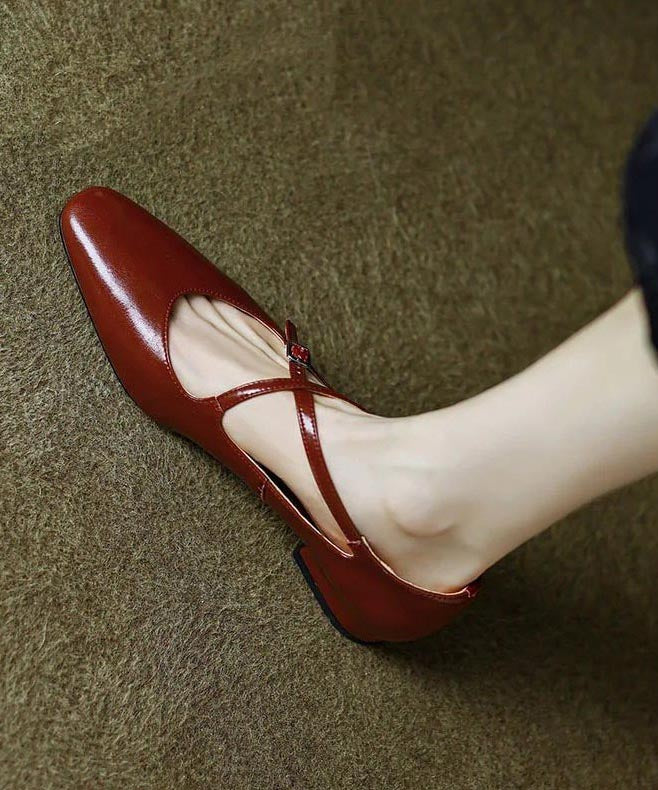 Cross Feet Rindsleder Riemen Flache Leder Rot Splicing Chic Schuhe